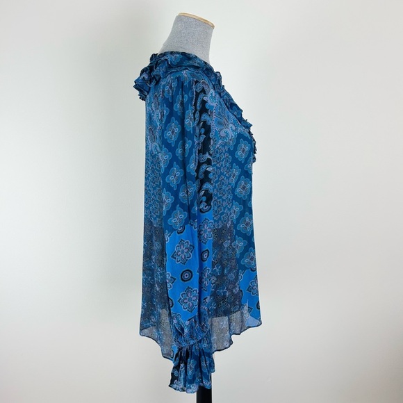 Kobi Halperin Winnie Blue Paisley Ruffle Top - no‎ size - Picture 3 of 7